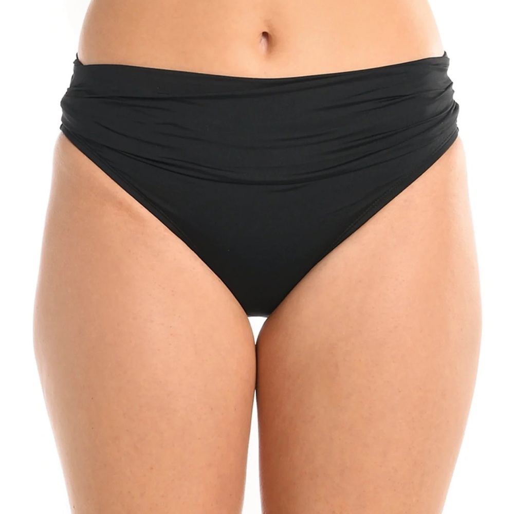 La Blanca Island Goddess Black Ruched Bikini Bottom Swim